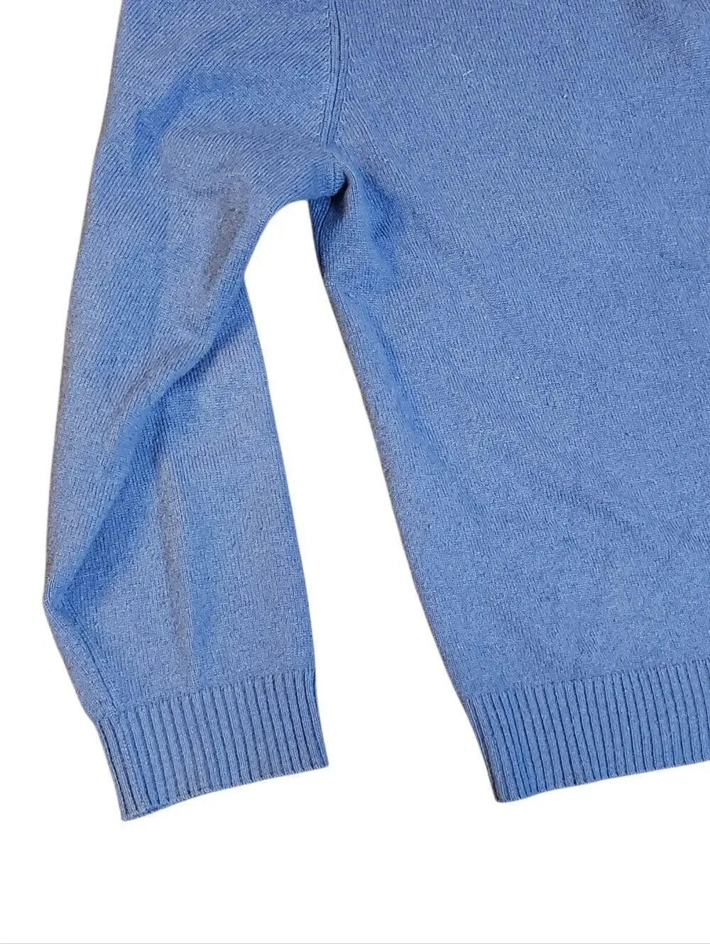 Lands' End Cashmere Sweater Mens Medium 38-40 Blue 1/2 Zip Mock Neck Long Sleeve